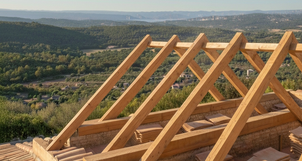 photo qui montre une toiture en constriction pour illustrer le travail d'un artisan couvreur dans les alpes de haute provence